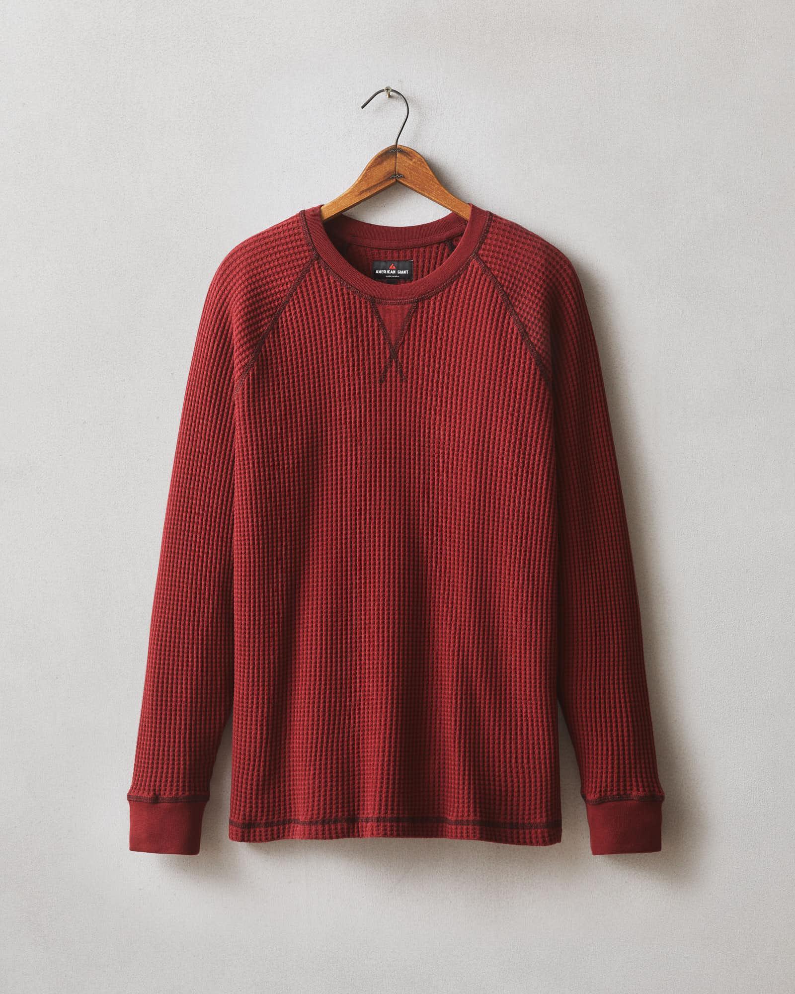 Waffle Crew Tee Long Sleeve - Oxblood Male Product Image