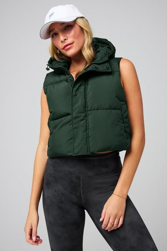 Essential Cropped Hooded Puffer Vest Product Image