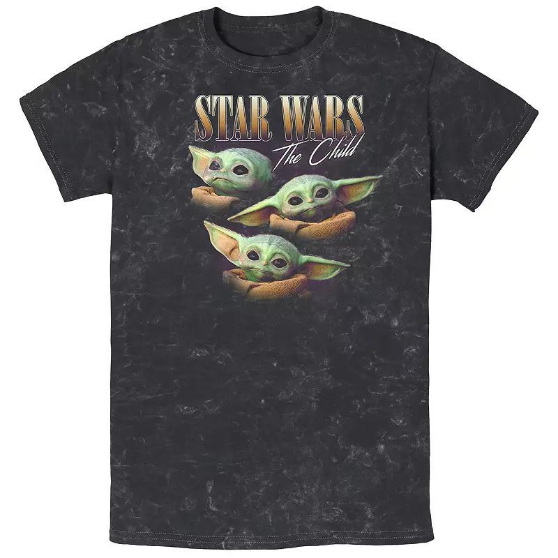 Mens Star Wars The Mandalorian Grogu Faces Mineral Wash Graphic Tee Product Image