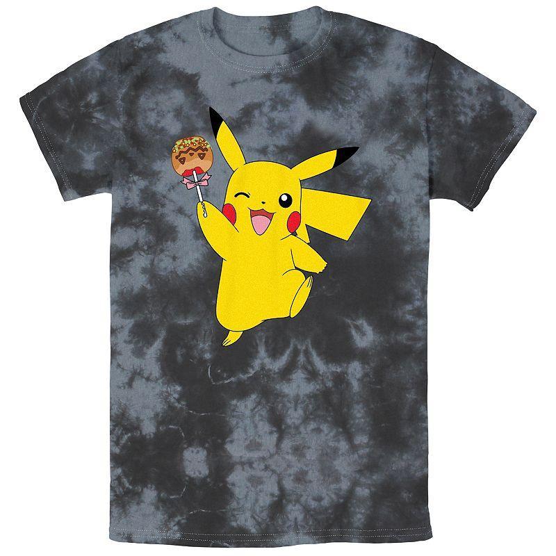 Mens Pokmon Pikachu Sweet Caramel Apple Bombard Wash Tee Black Grey Product Image