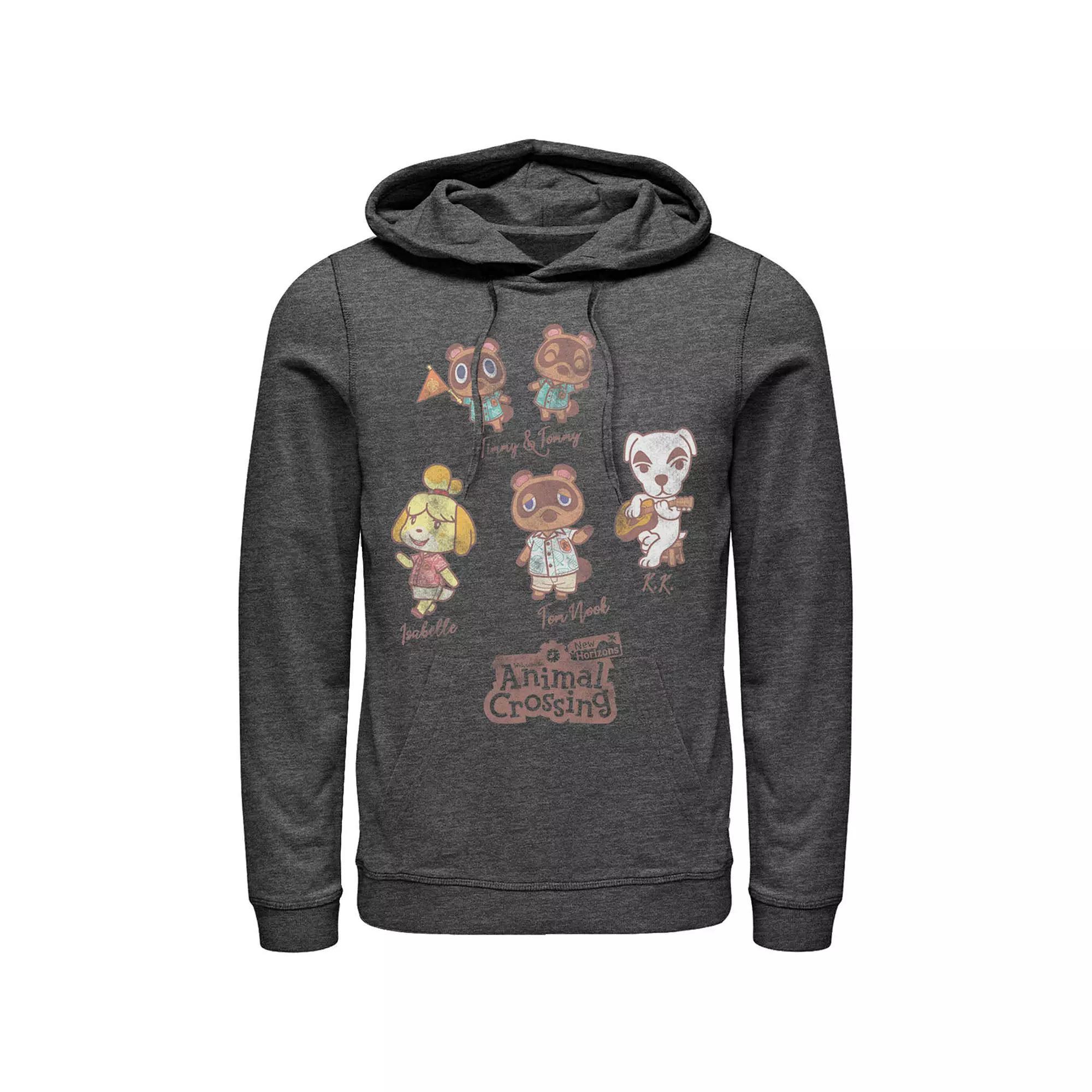 Men's Nintendo Character Textbook Group Shot Text Hoodie, Size: XXL, Grey Heather Product Image