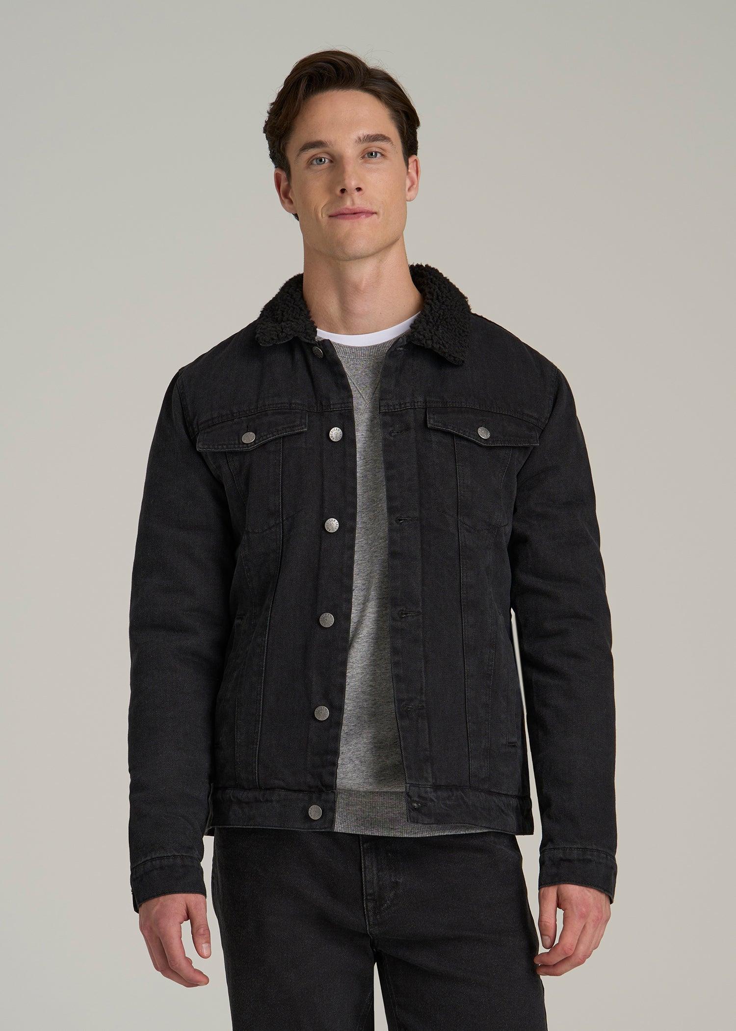 Denim Sherpa Jacket for Tall Men in Onyx Black Wash Male Product Image