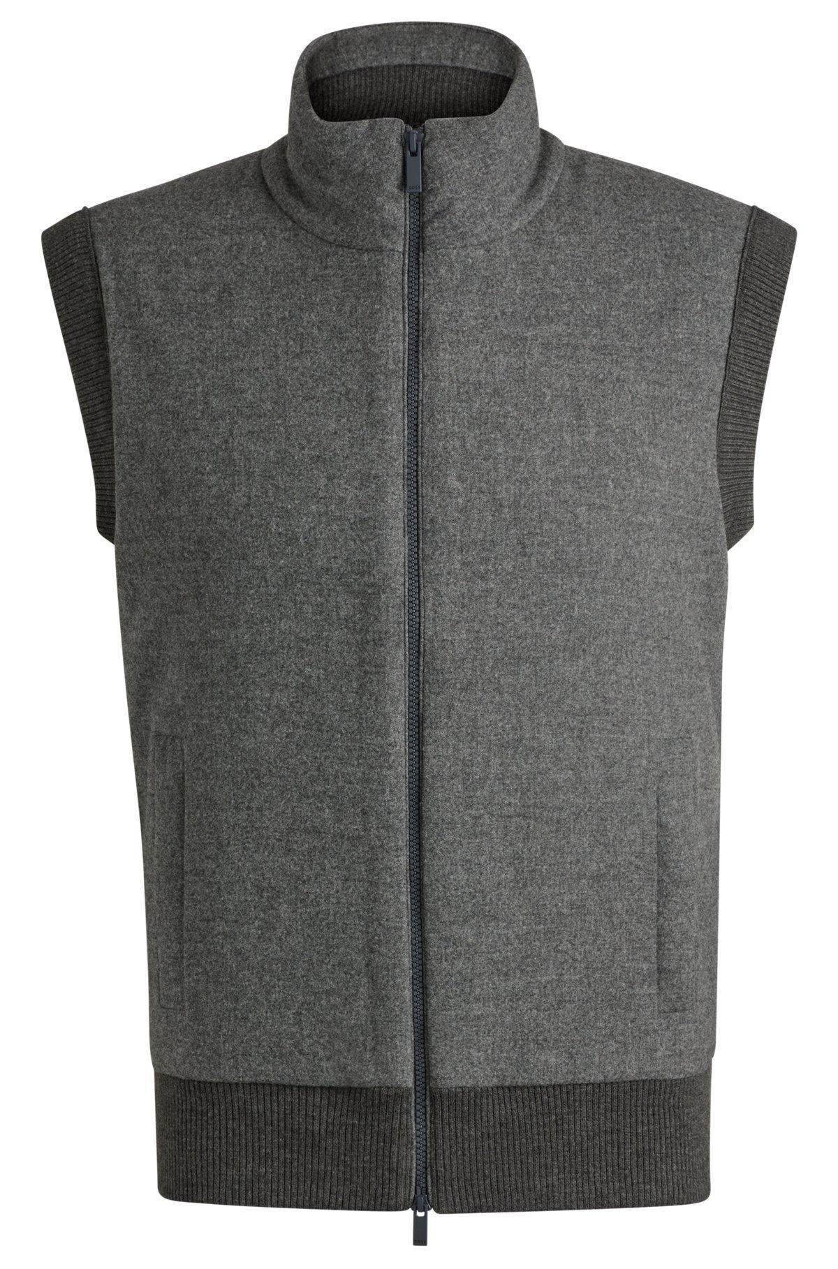 Regular-fit gilet with brushed-flannel front Product Image