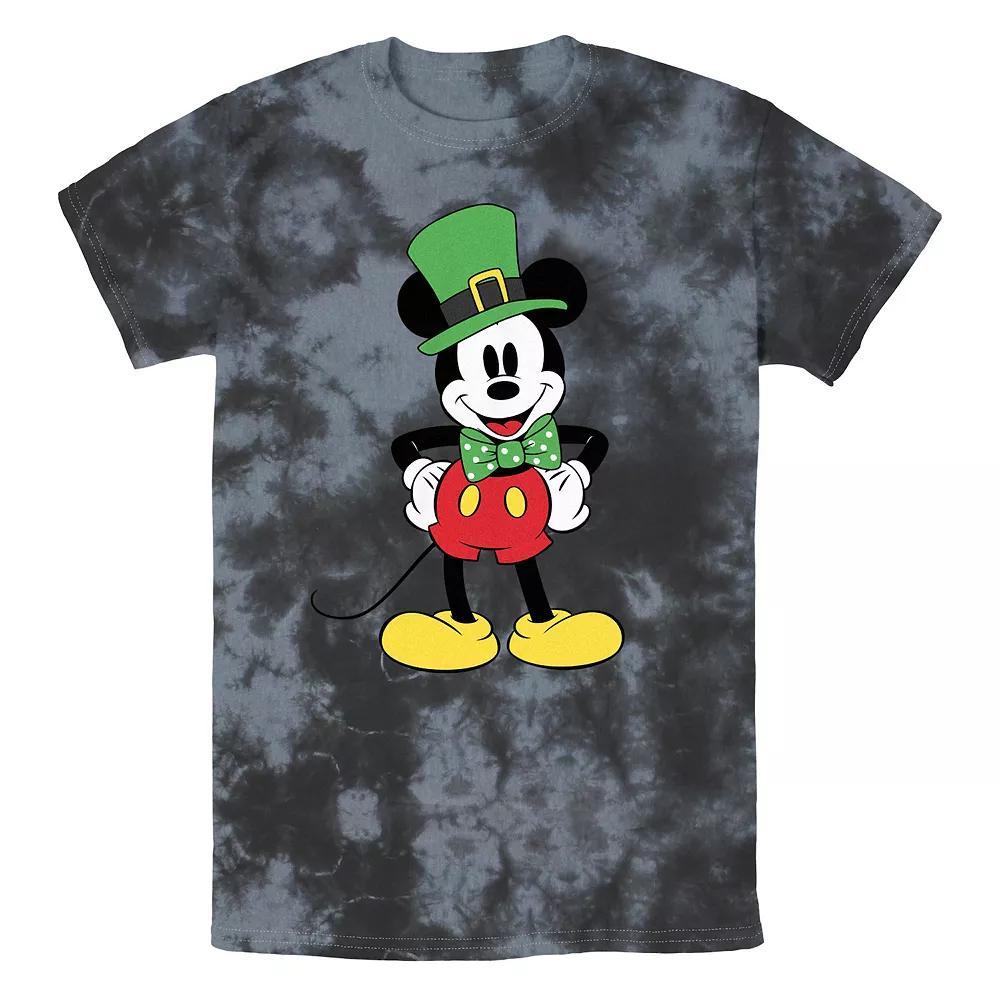 Disney's Mickey Mouse Wearing St. Patrick's Day Outfit Bombard Wash Men's Graphic Tee, Size: XXL, Black Grey Product Image