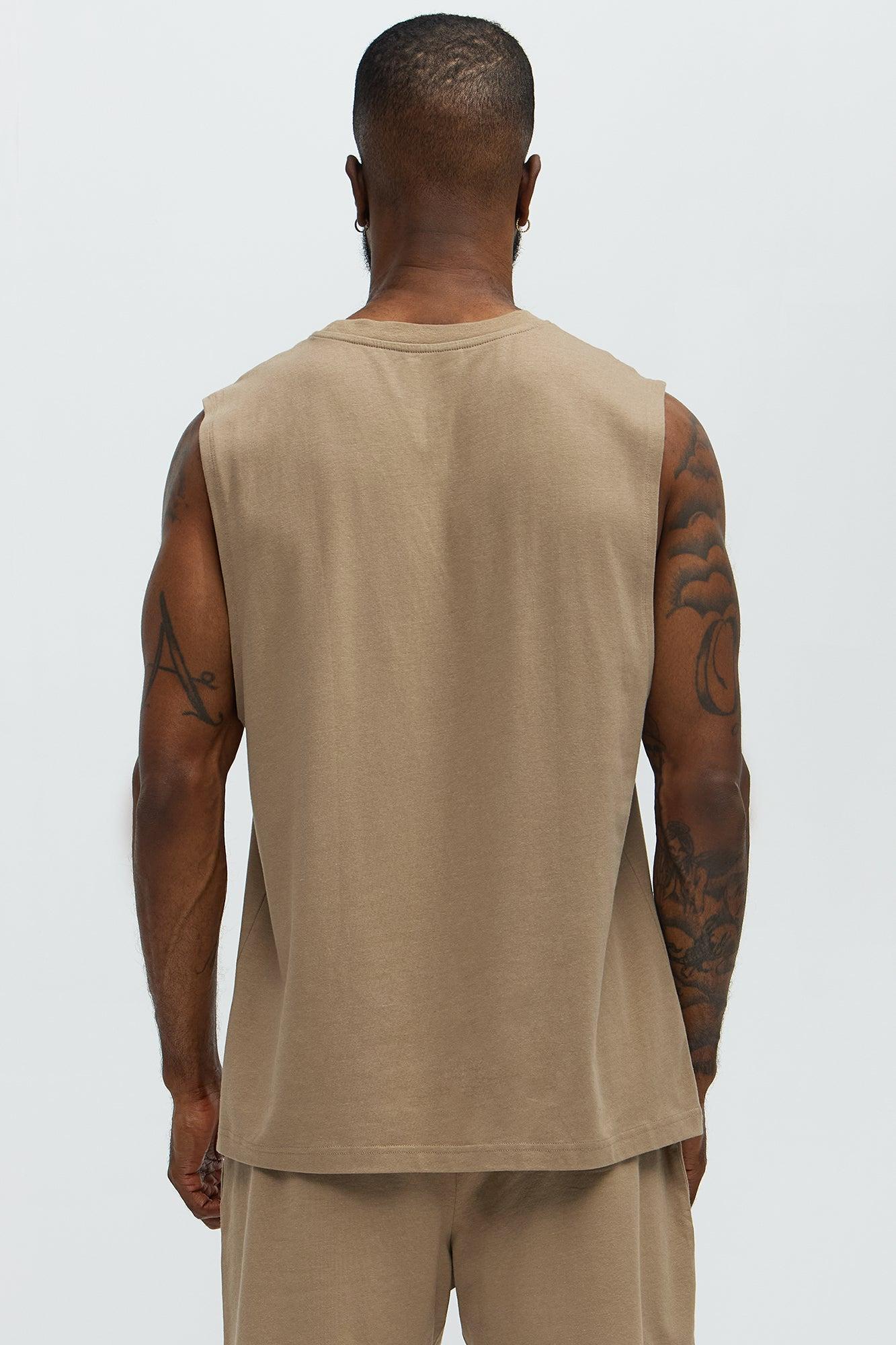 Essential Modal Lounge Sleeveless Muscle Tee - Taupe Product Image