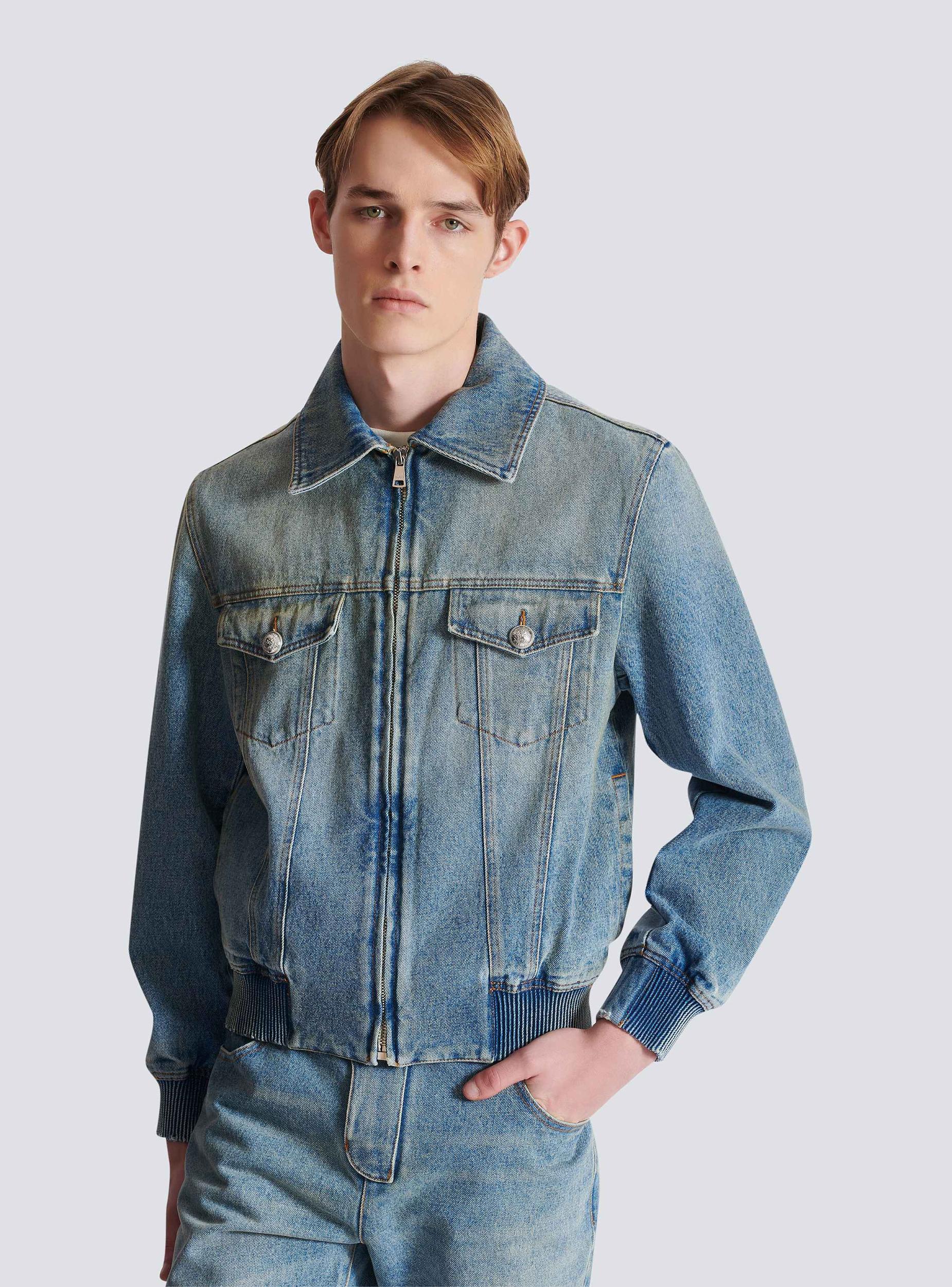 Cropped lined denim jacket Product Image