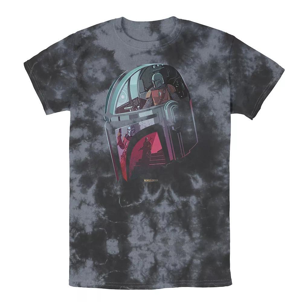 Men's Star Wars The Mandalorian Helmet Reflection Tee, Boy's, Size: XL, White Blue Product Image
