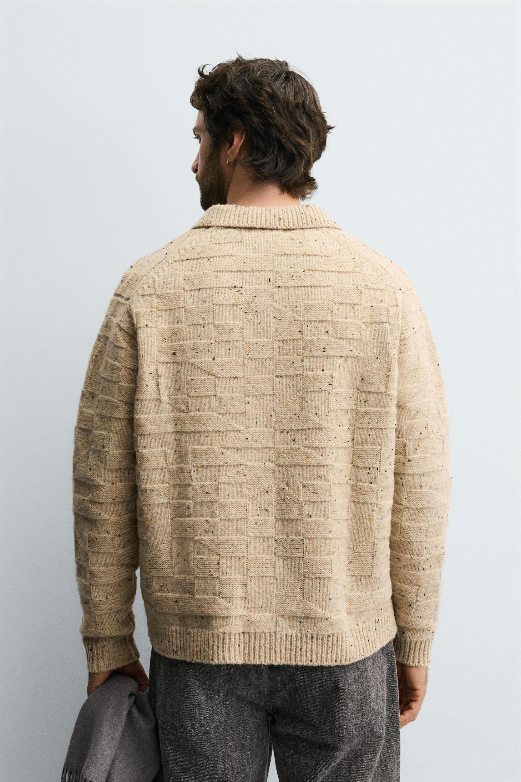 100% WOOL BUTTON-DOWN KNIT POLO SHIRT Product Image