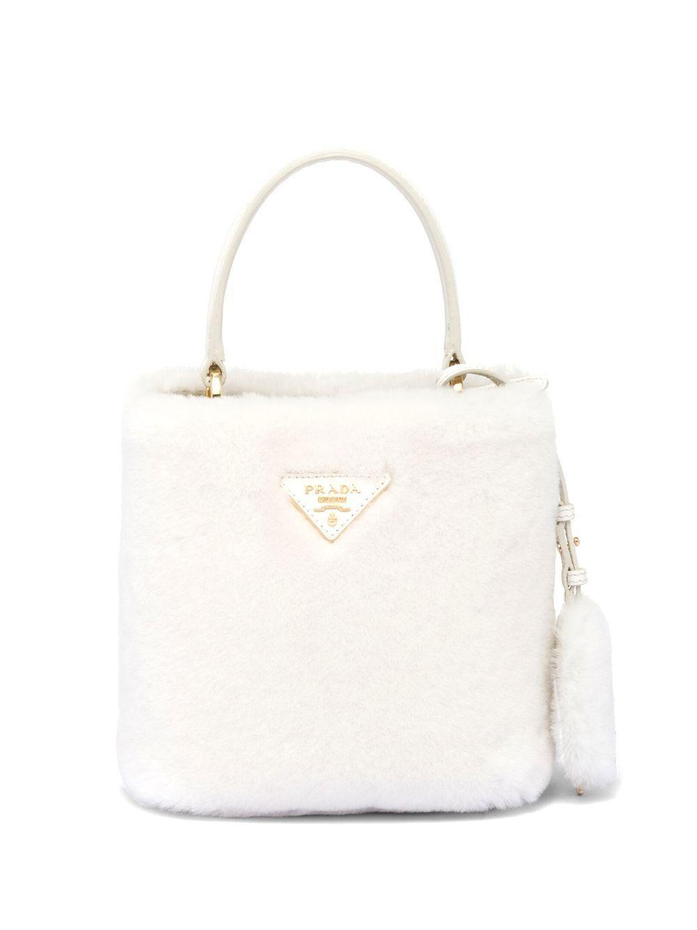 PRADA Panier Saffiano Leather Mini-bag In F0009 Bianco Product Image