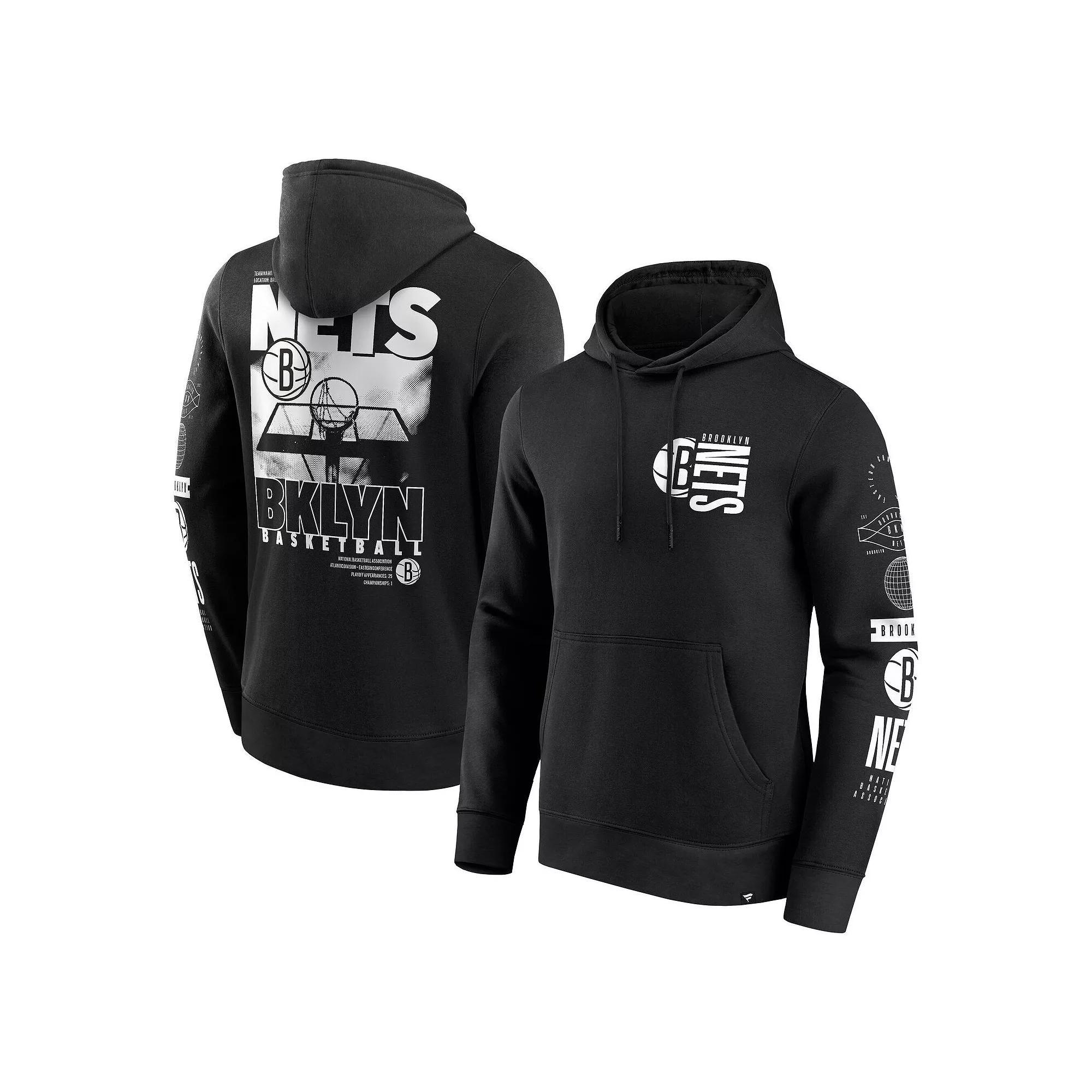 Men's Fanatics Black Brooklyn Nets Game Time Crossover Pullover Hoodie, Size: Large Product Image