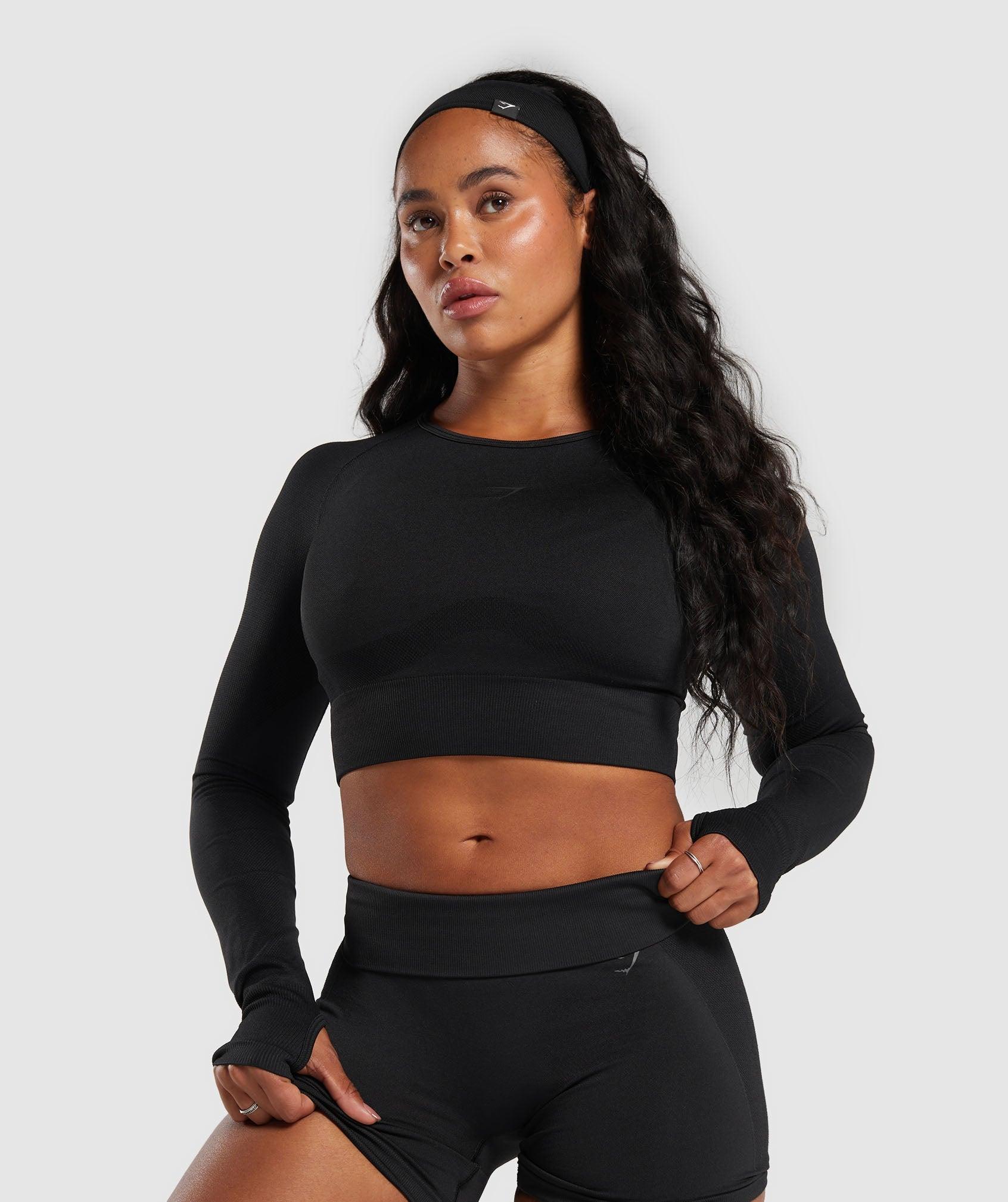 Gymshark Flex Long Sleeve Crop Top - Black Female Product Image