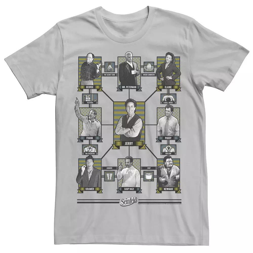 Men's Seinfeld Character Connection Poster Tee, Size: XS, Silver Product Image