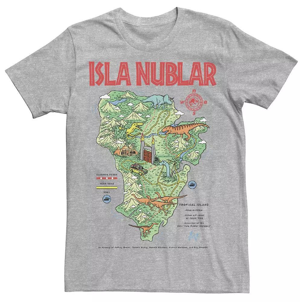 Men's Jurassic Park Islas Nublar Landmark Map Tee, Size: XL, Athletic Grey Product Image