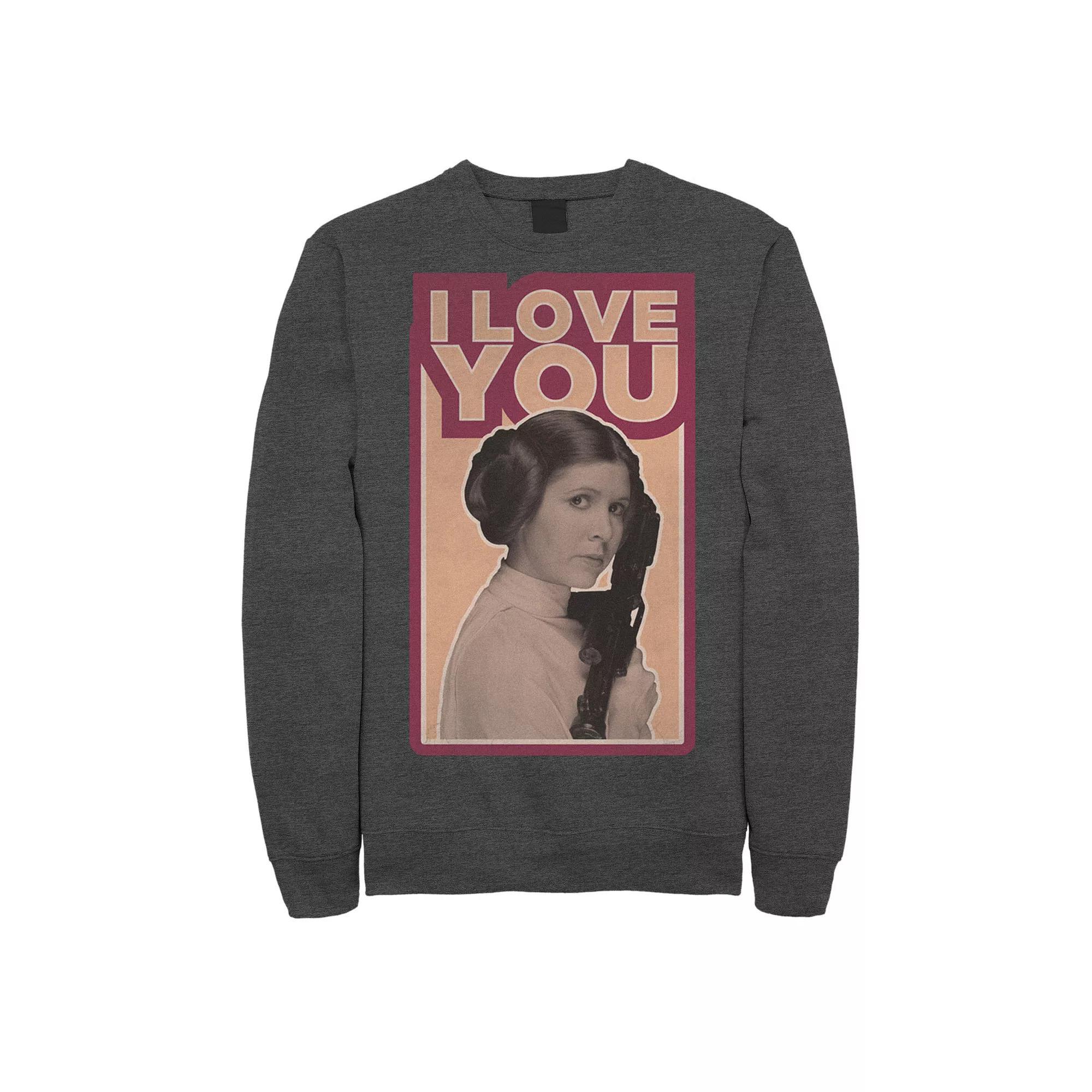 Mens Star Wars Leia I LOVE YOU Iconic Quote Sweatshirt Grey Heather Product Image