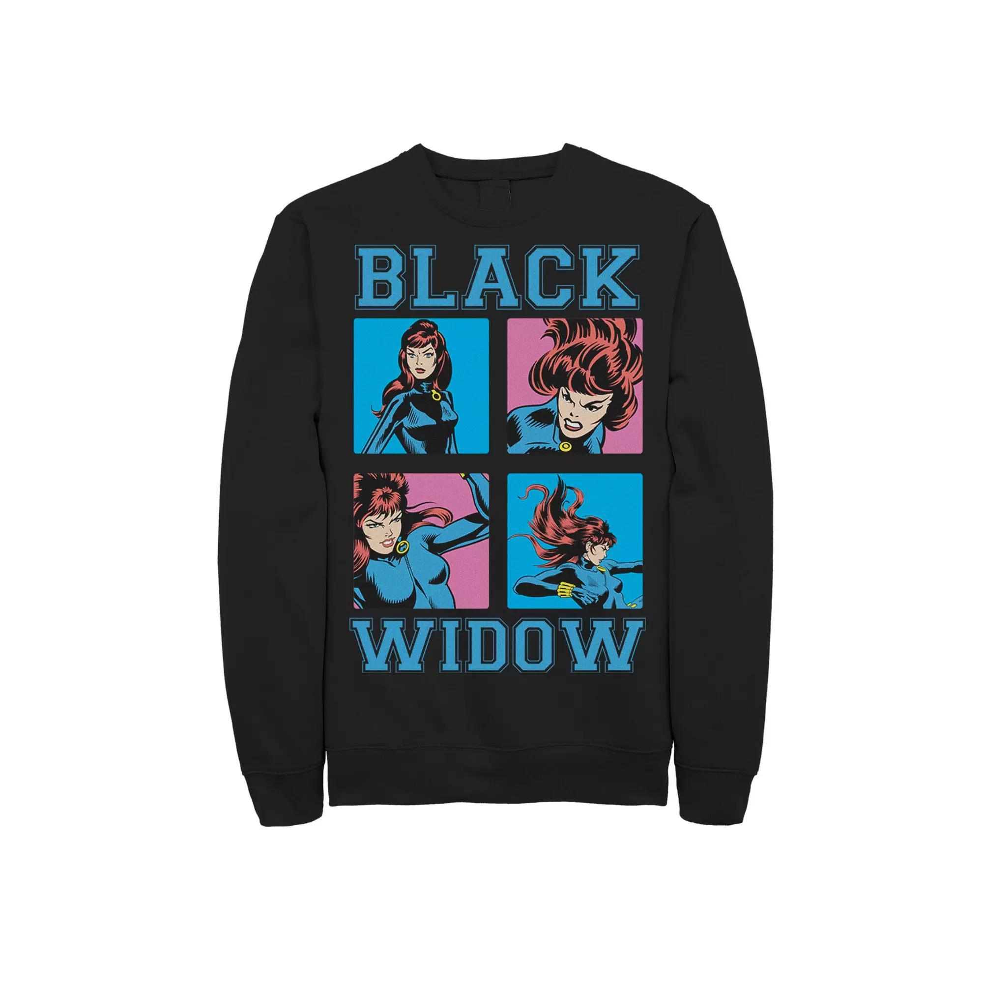 Men's Marvel Black Widow Classic Retro Comic Boxed Up Action Shot Sweatshirt,  Product Image