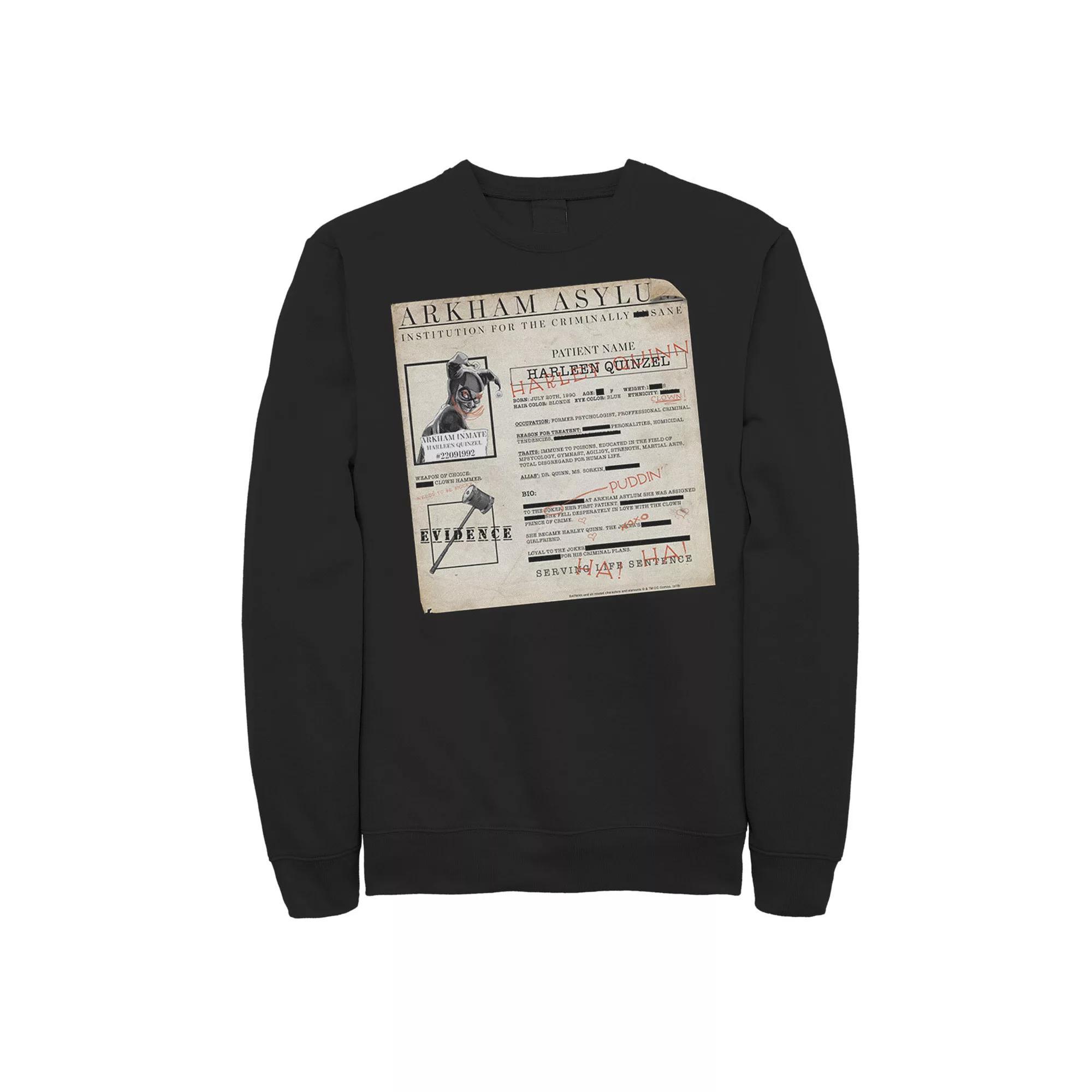 Men's Batman Harley Quinn Akham Asylum Records Sweatshirt,  Product Image