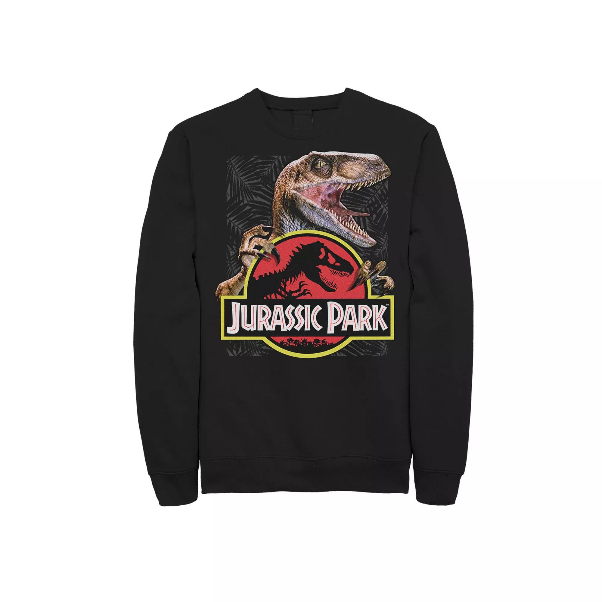 Men's Jurassic Park Raptor Holding Colored Logo Graphic Fleece Pullover,  Product Image