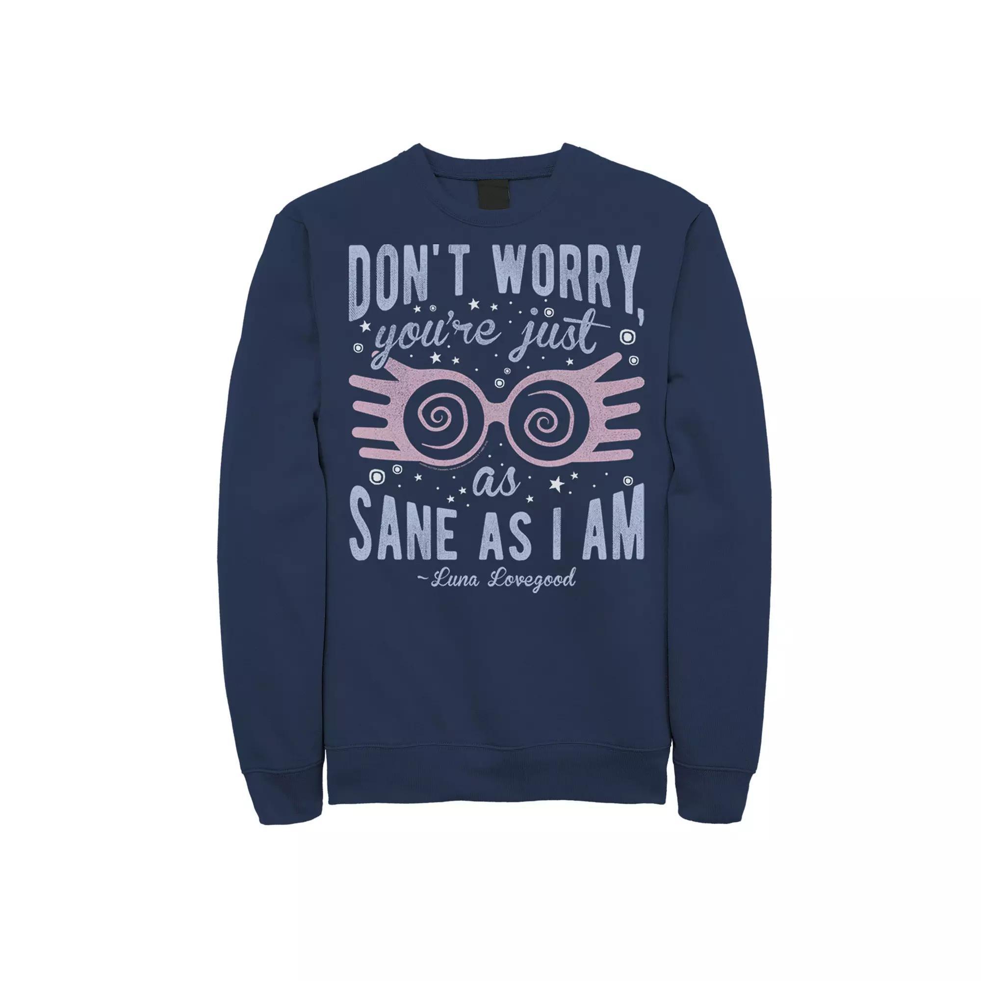 Mens Harry Potter Luna You're Just As Sane As I Am Quote Fleece, Men's, Size: Medium, Blue Product Image