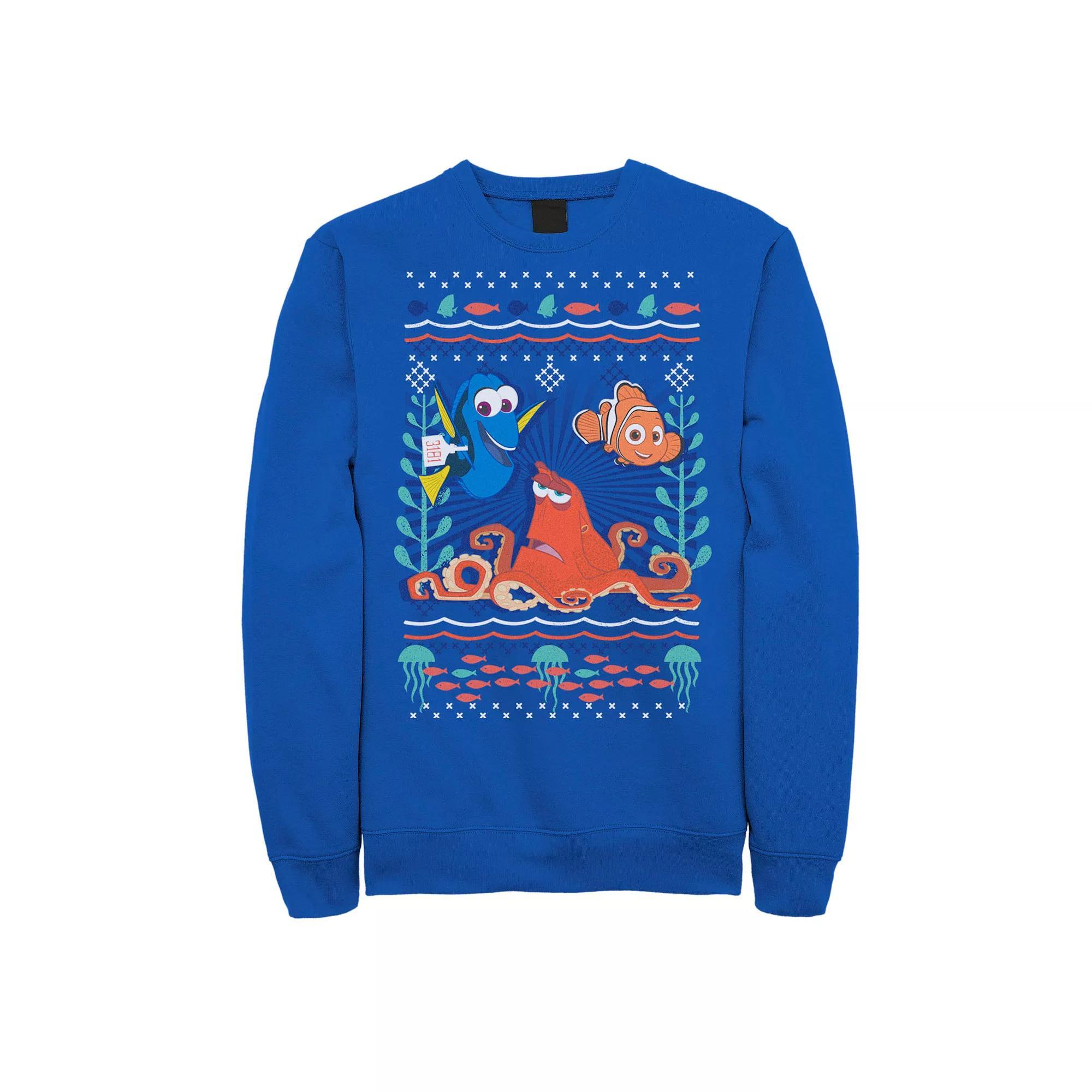 Disney / Pixar's Finding Dory Men's Hank Nemo Dory Ugly Sweater Style Graphic Fleece Pullover, Size: XXL, Royal Product Image