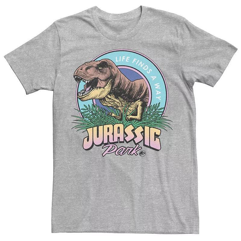 Mens Jurassic Park Life Finds A Way Vibrant Graphic Tee Red Grey Product Image