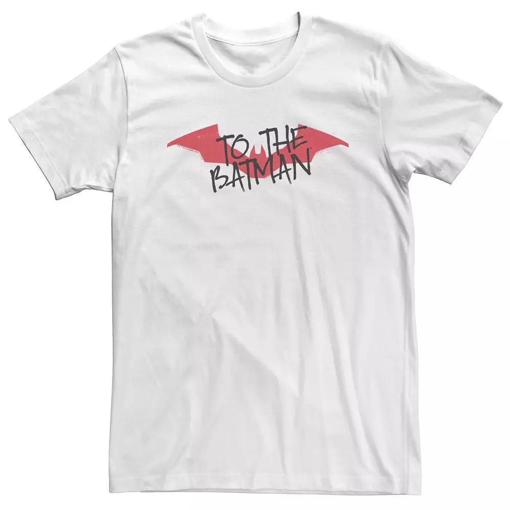Big & Tall DC Batman To The Batman Red Bat Logo Tee, Men's, Size: 4XL Tall, White Product Image