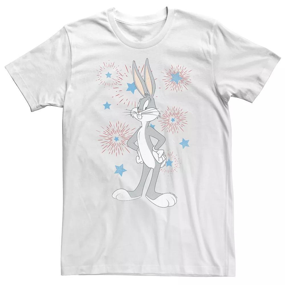 Big & Tall Looney Tunes Bugs Bunny Americana Fourth Of July Fireworks Tee, Men's,  Product Image