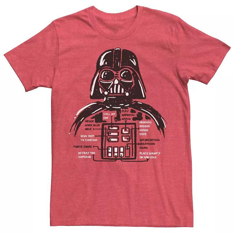 Men's Star Wars Darth Vader Button Options Doodle Tee, Size: Large, Red Grey Product Image