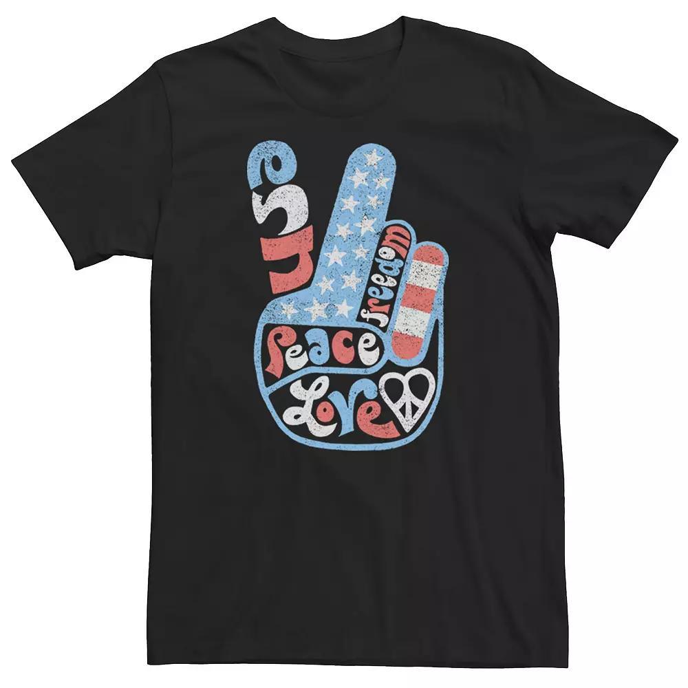 Big & Tall Americana Love Peace and Freedom Flag Tee, Men's, Size: 5XL, Black Product Image