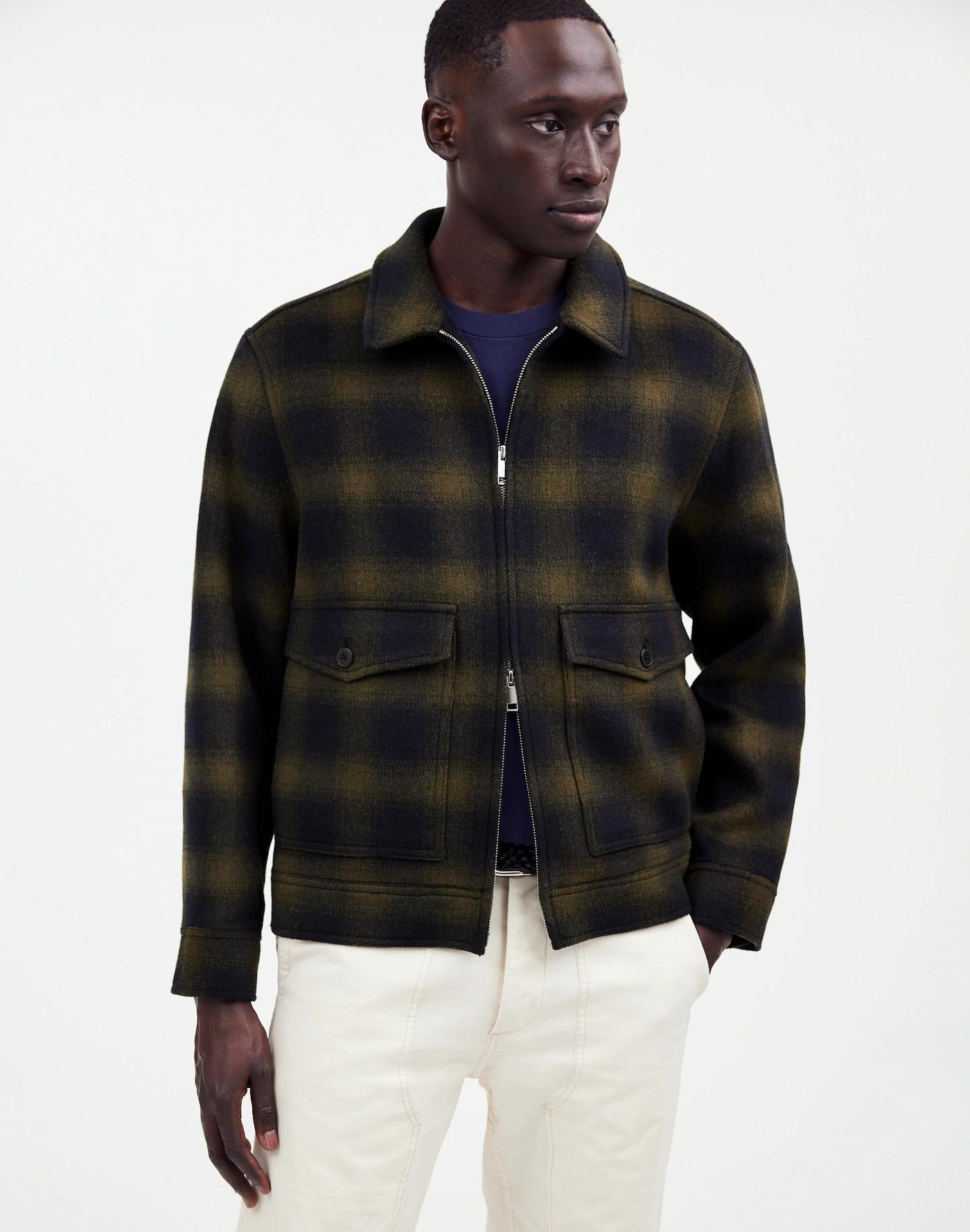 Plaid Zip-Front Jacket in Italian Fabric Product Image