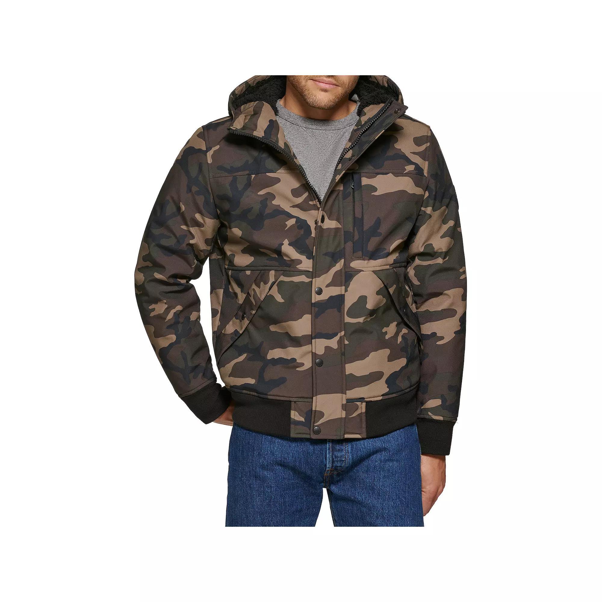 Men's Levi's® Mixed Media Hooded Bomber Jacket, Size: Medium, Camouflage Product Image
