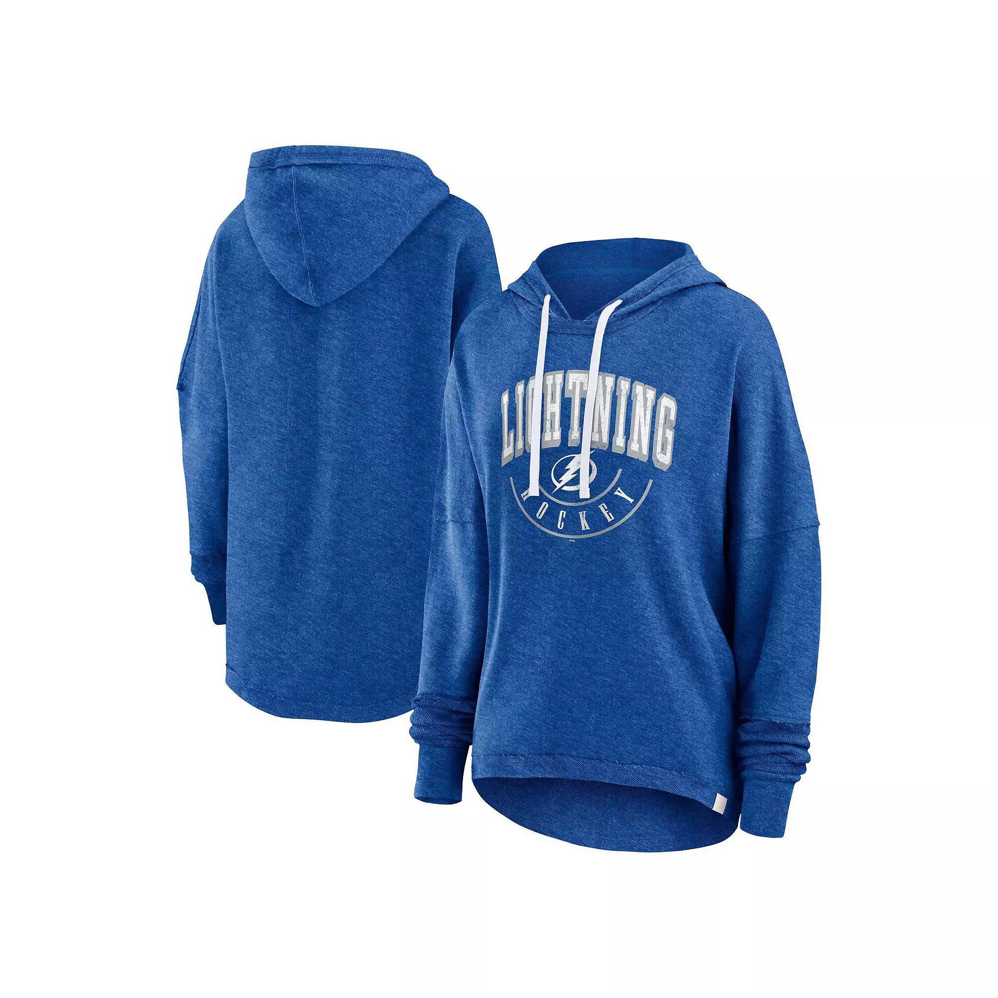 Women's Fanatics Branded Heather Blue Tampa Bay Lightning Lux Lounge Helmet Arch Pullover Hoodie,  Product Image