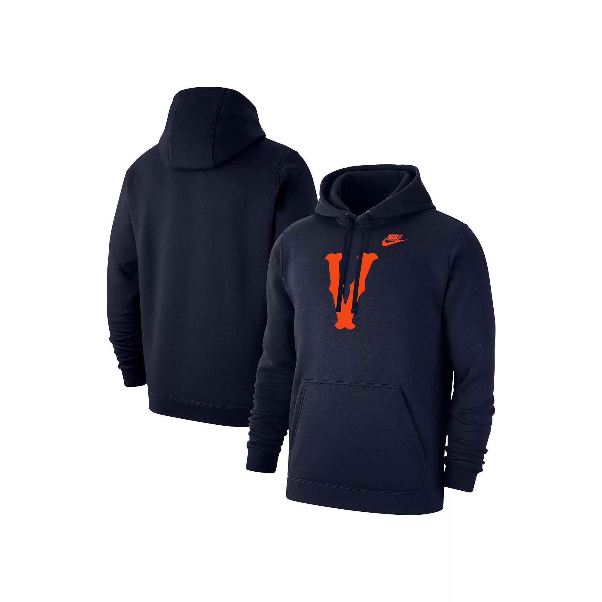 Men's Nike Navy Virginia Cavaliers Vintage Block Wordmark Club Fleece Pullover Hoodie, Size: 2XL, Blue Product Image