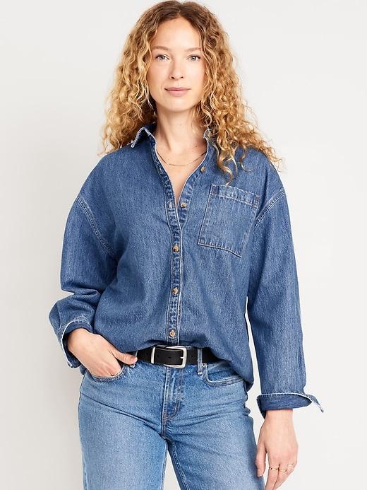 Boyfriend Button-Down Jean Tunic Product Image