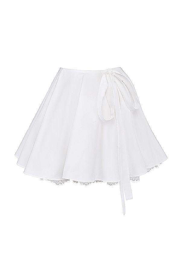 Nahla White Bow Mini Skirt Product Image