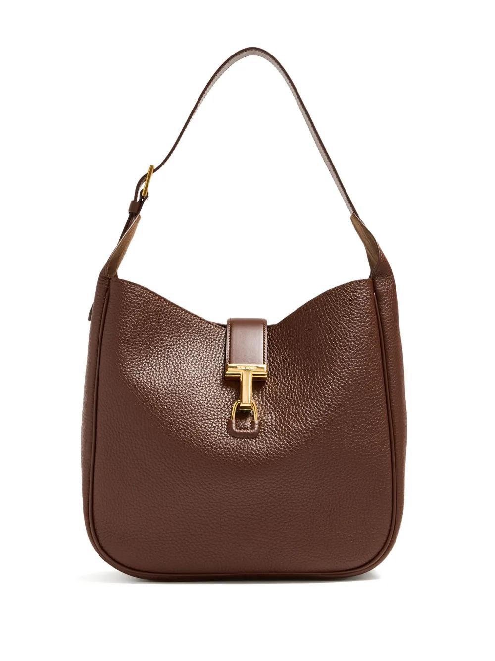 TOM FORD Monarch Medium Leather Tote Bag In Brown Product Image