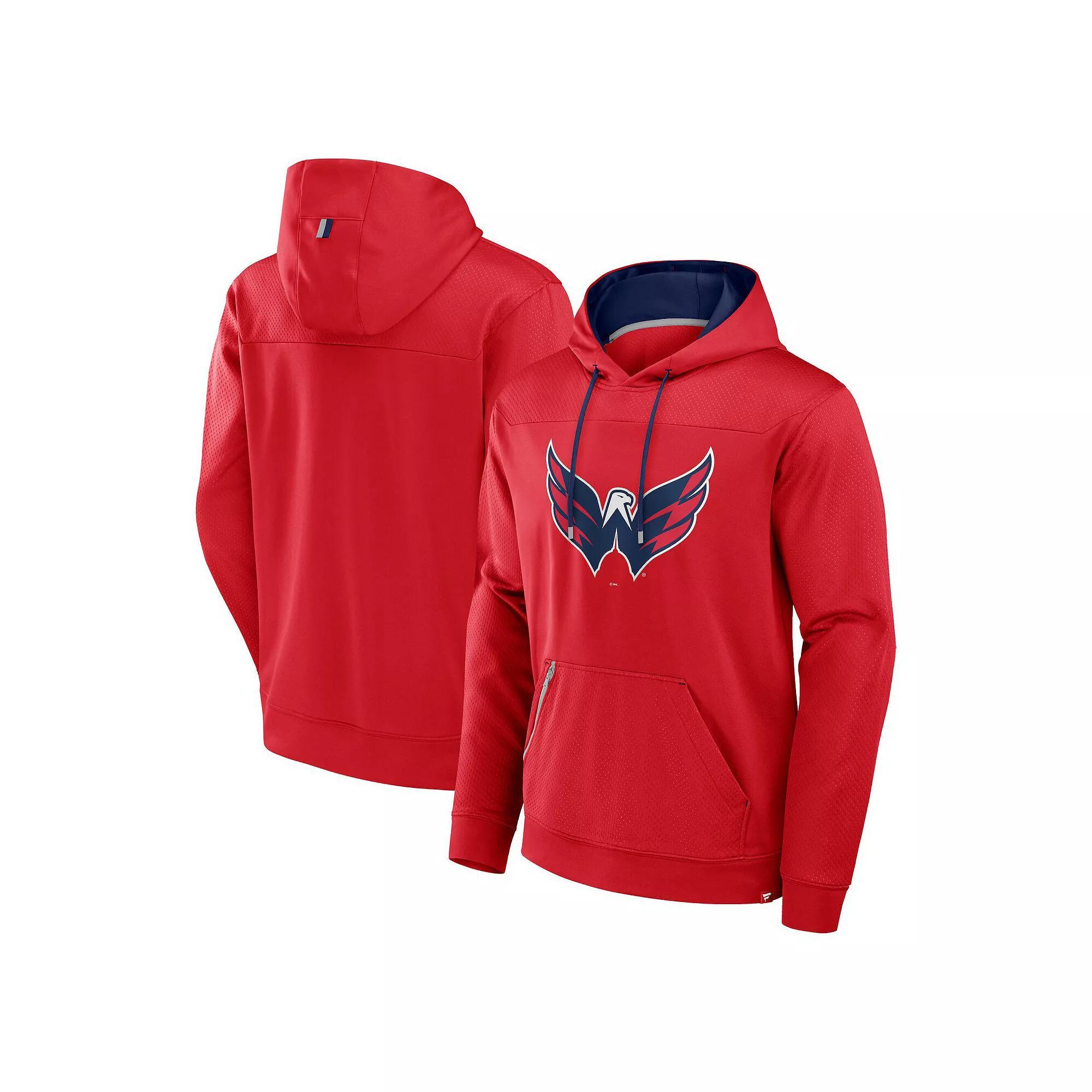 Men's Fanatics Red Washington Capitals Defender Pullover Hoodie,  Product Image