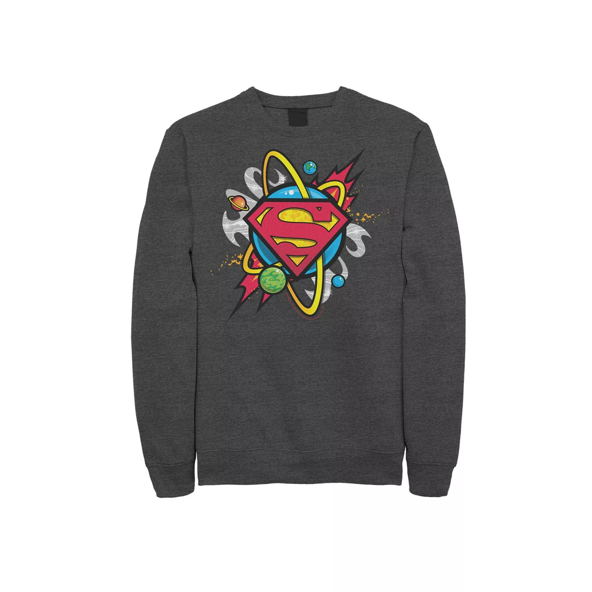 Men's DC Comics Superman Planet Chest Logo Fleece Sweatshirt,  Product Image