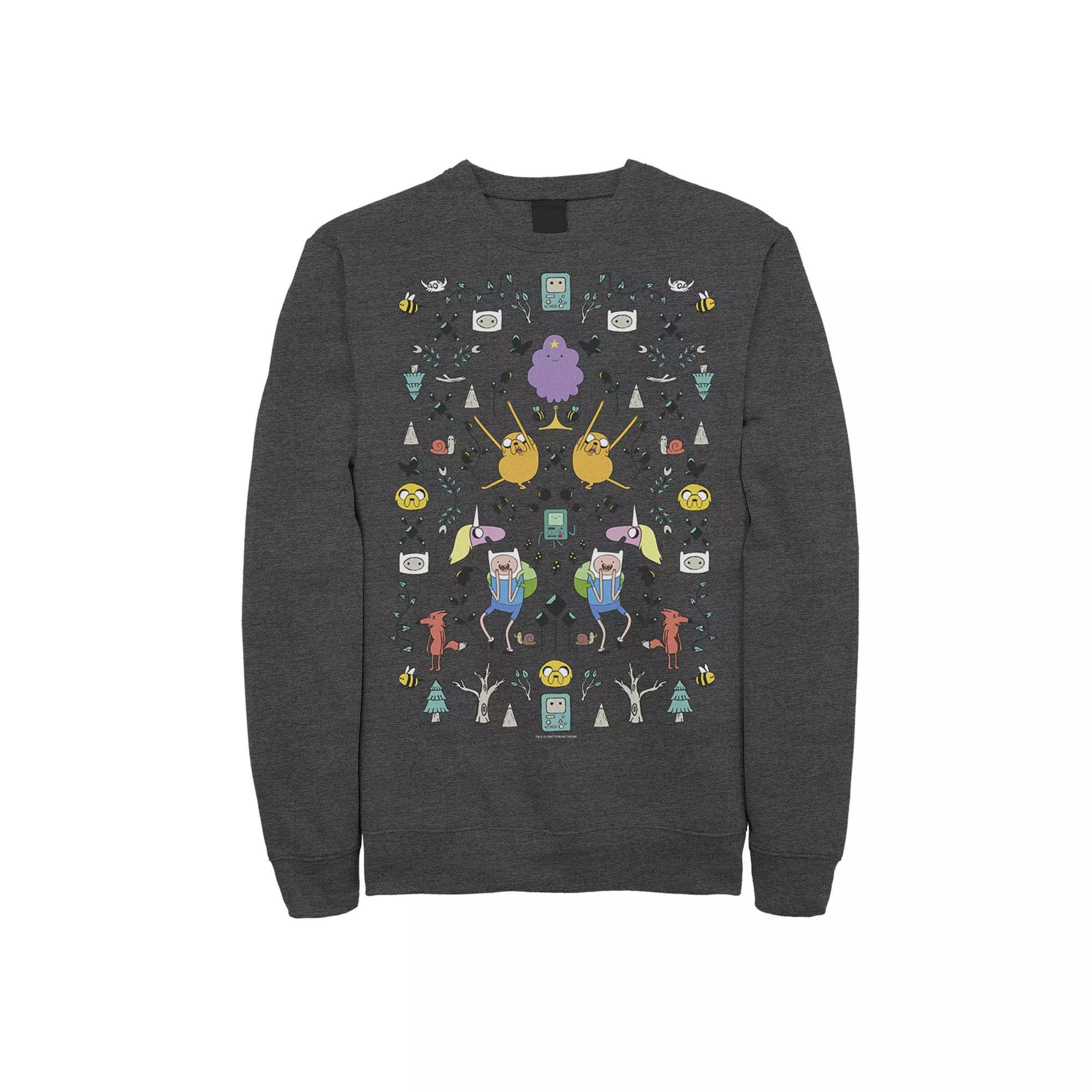 Men's Cartoon Network Adventure Time Character Icon Collage Sweatshirt,  Product Image