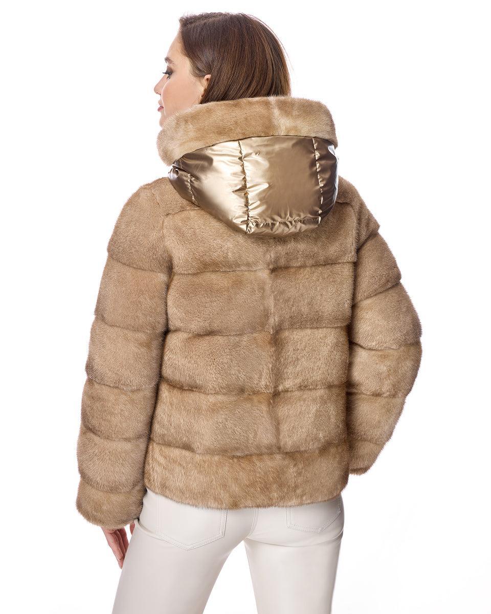 Horizontal Reversible mink jacket with Hood Product Image
