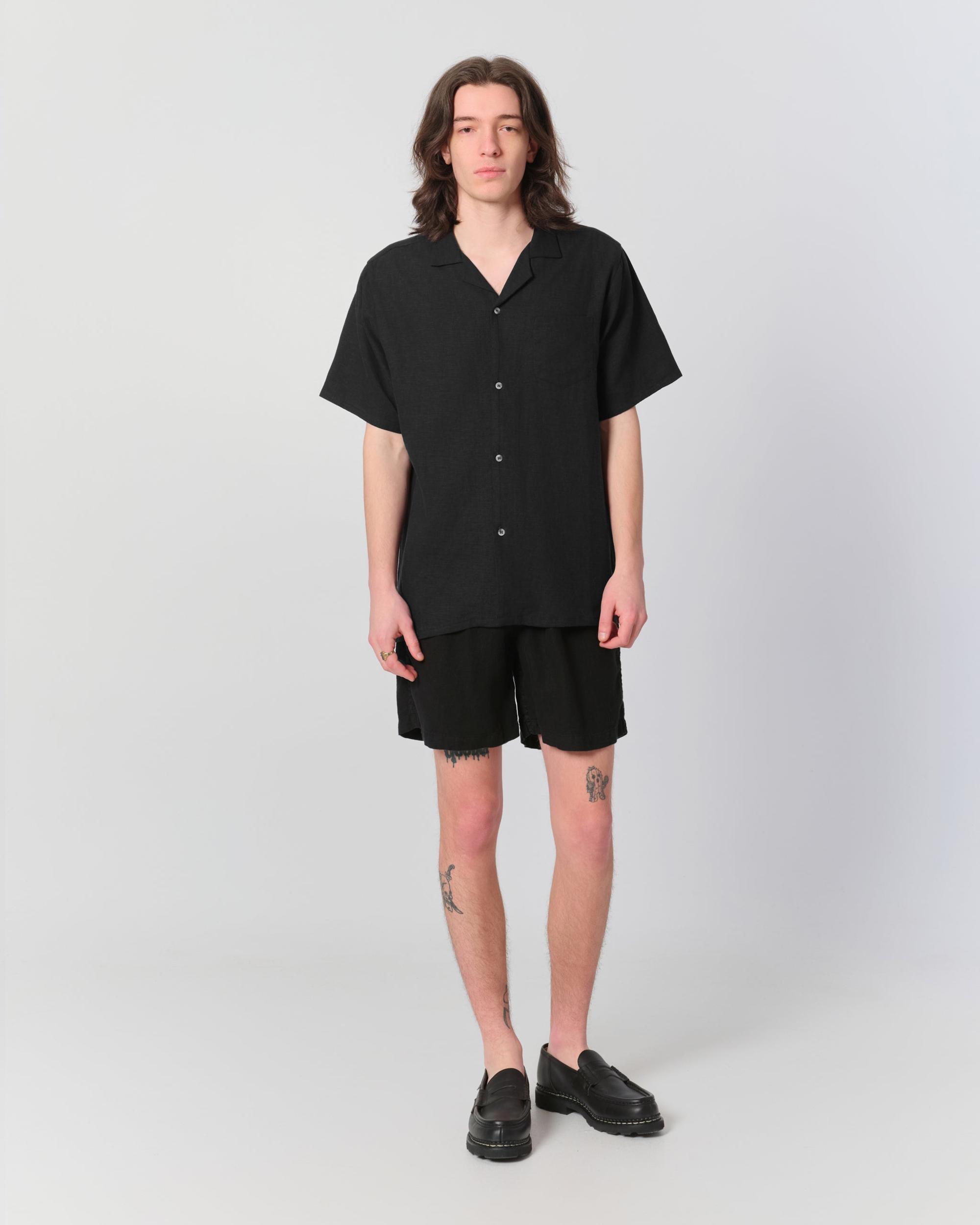 Black Linen Leisure Short Product Image