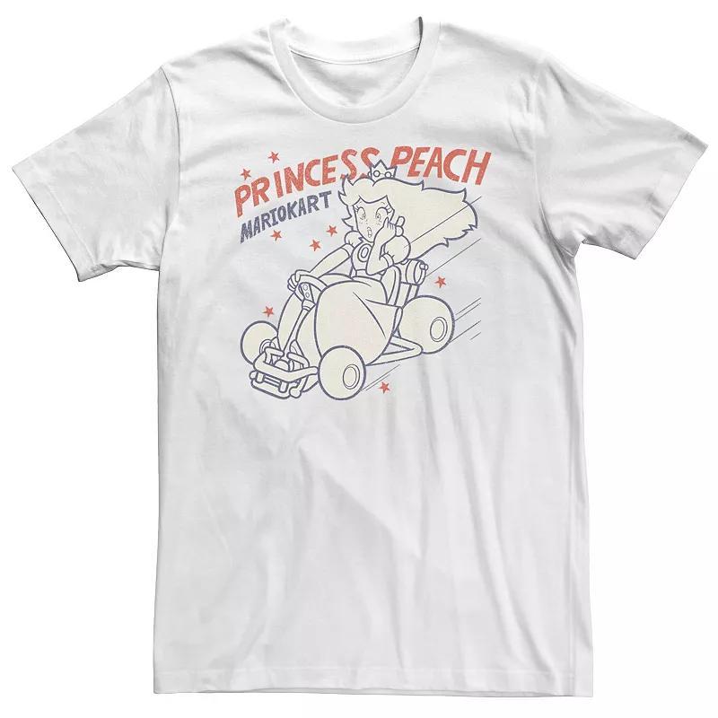 Big & Tall Nintendo Mario Kart Peach Kart Gaming Tee, Men's, Size: 3XL Tall, White Product Image