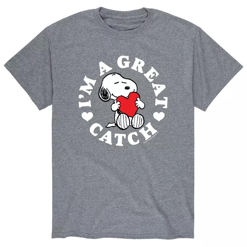 Men's Peanuts Great Catch Tee, Size: Medium, Gray Product Image