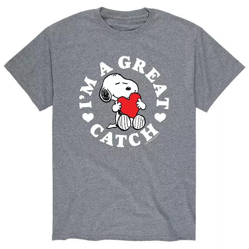 Men's Peanuts Great Catch Tee, Size: Medium, Gray Product Image