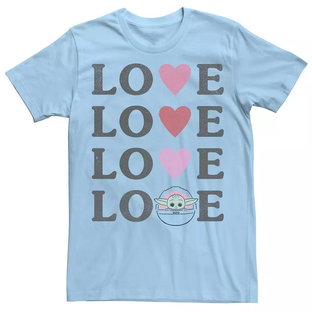 Men's Star Wars The Mandalorian The Child Love Text Stack Tee, Size: XXL, Light Blue Product Image