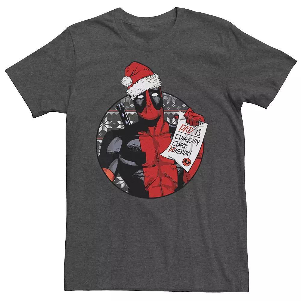Men's Marvel Deadpool List Dad Is Heroic Christmas Tee,  Product Image