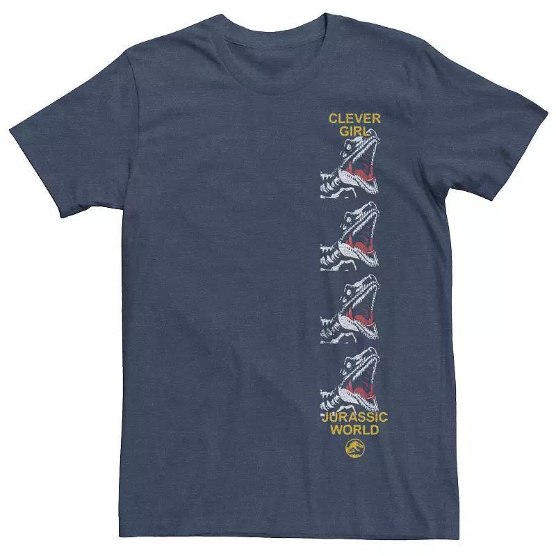 Men's Jurassic World Clever Raptor Head Side Print Tee, Size: XXL, Navy Grey Product Image