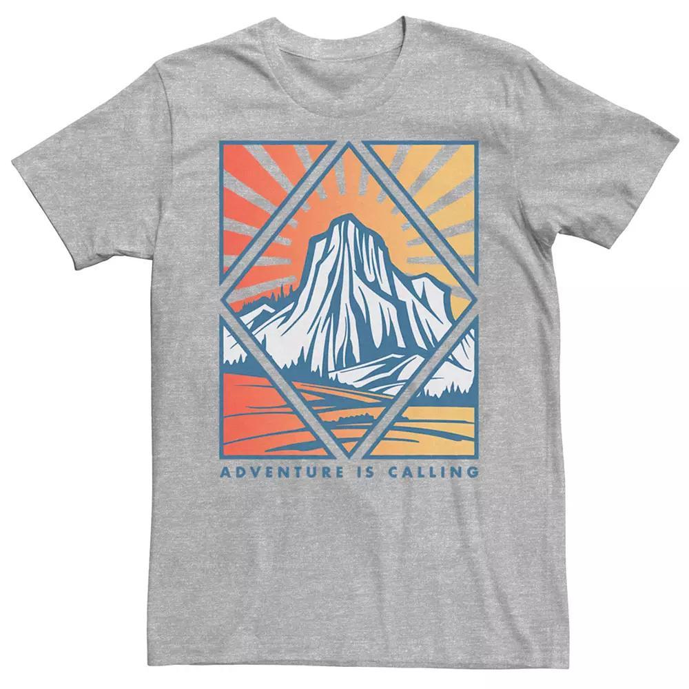 Men's Adventure Is Calling Geometric Mountain Sunset Tee,  Product Image