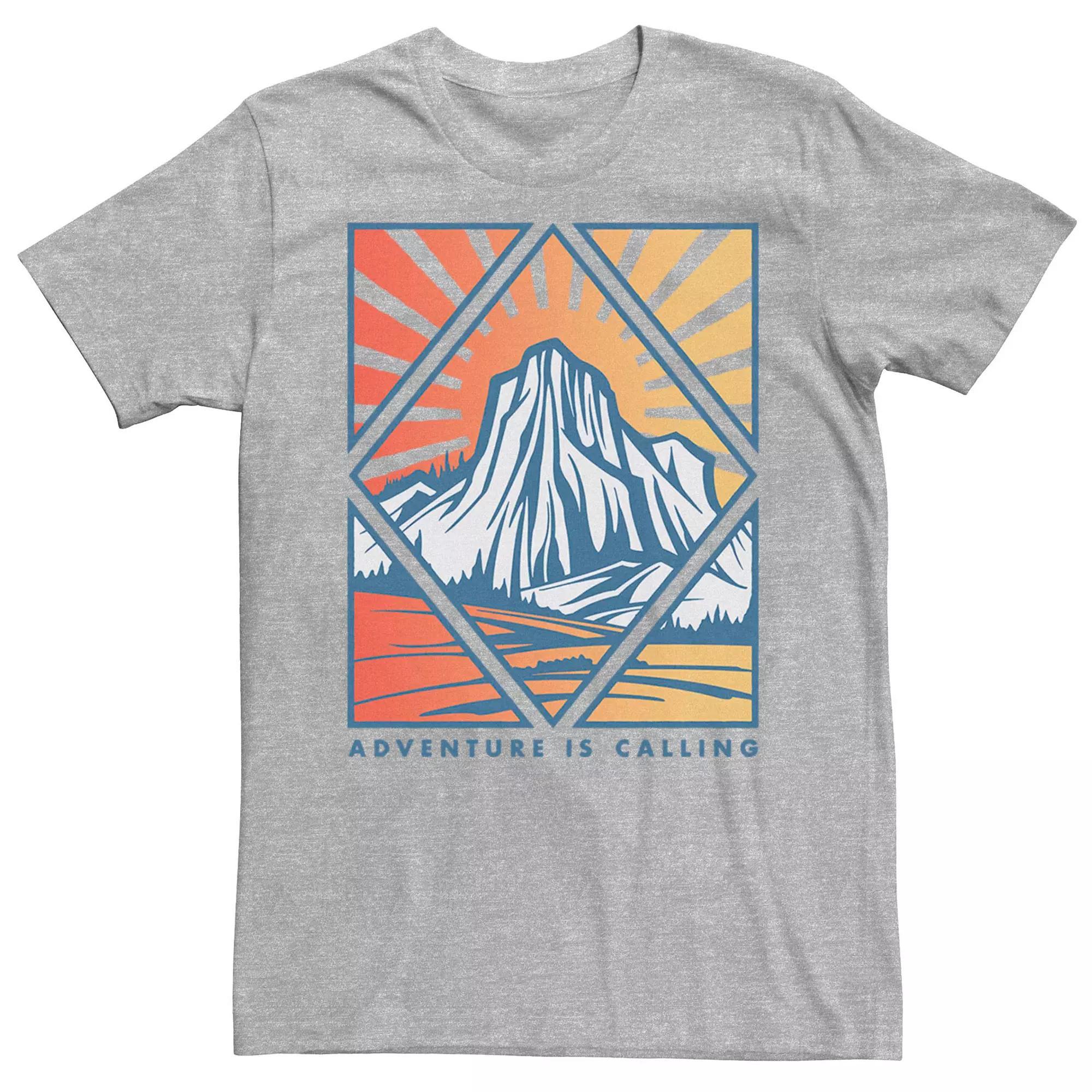Men's Adventure Is Calling Geometric Mountain Sunset Tee,  Product Image