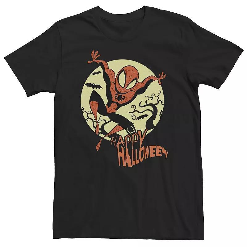 Big & Tall Marvel Spider-Man Moonlight Happy Halloween Tee, Men's, Size: XL Tall, Black Product Image