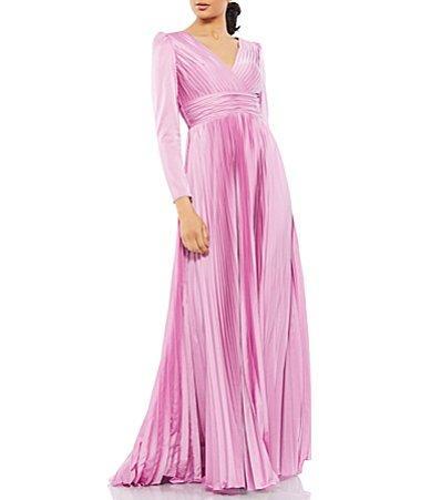 Mac Duggal Surplice V-Neck 34 Sleeve Pleated A Product Image